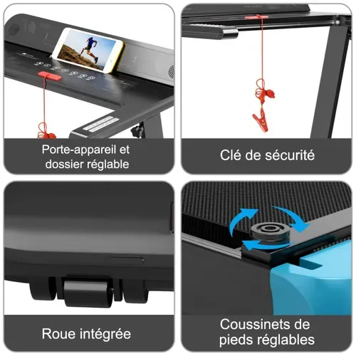 Tapis De Course, Tapis De Marche Electrique Tapis De Fitness Pliable Avec Contrôle Bleu
