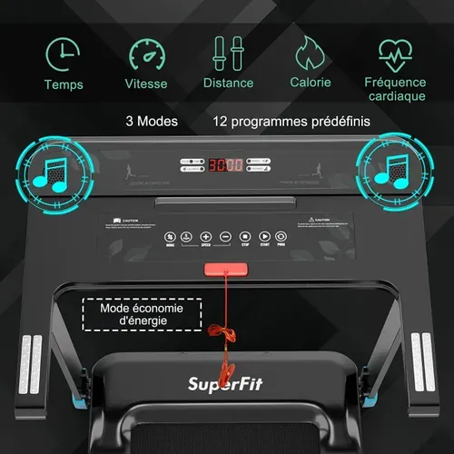 Tapis De Course, Tapis De Marche Electrique Tapis De Fitness Pliable Avec Contrôle Bleu
