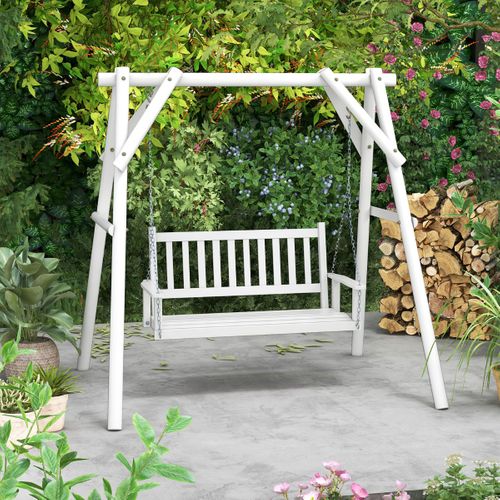 Balancelle De Porche En Bois Pour 2 Personnes Banc Suspendu Robuste Capacité 230 Kg Chaînes