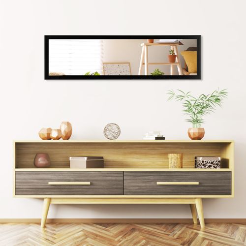 COSTWAY Miroir Pleine Longueur 120 X 33 Cm - Miroir Porte Ou Mural Avec Crochets, Cadre Noir Élégant Pour Chambre Et Entrée