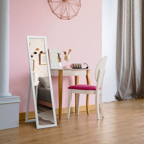 Miroir Sur Pied Miroir Psyché Autoportant Rectangulaire 155 X 37 Cm Style Scandinave Moderne Blanc