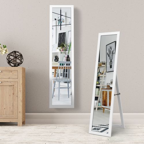 Miroir Sur Pied Miroir Psyché Autoportant Rectangulaire 155 X 37 Cm Style Scandinave Moderne Blanc