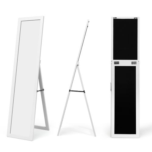 Miroir Sur Pied Miroir Psyché Autoportant Rectangulaire 155 X 37 Cm Style Scandinave Moderne Blanc