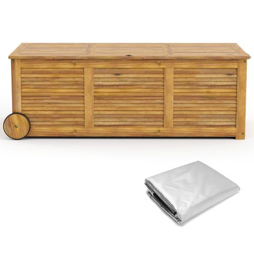 Coffre De Rangement - Boîte De Rangement à Roulettes 182l En Bois D ...