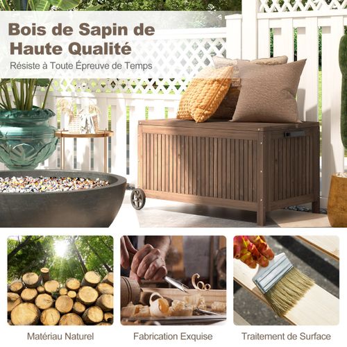 Coffre De Rangement - Boîte De Rangement à Roulettes 213l 114 X 58,5 X 51 Cm Avec Doublure