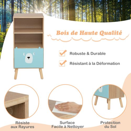 AIYAPLAY Bibliothèque Enfants Maison 3 Niveaux Avec Tiroirs - Meuble Rangement Blanc 63,7 X 29,7 X 89,5 Cm