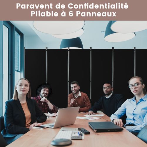 Paravent - Cloison De Séparation à Roulette - 6 Panneaux Pliable Détachables 334,5 X 172 Cm Protég