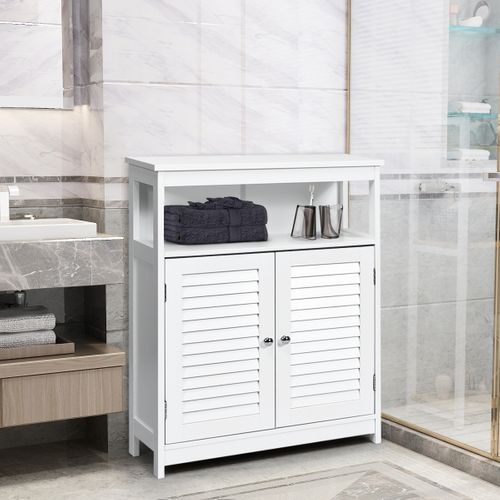 Meuble De Salle De Bain, Meuble De Rangement Pour Salle De Bain Meuble Sur Pieds En Bois Blanc