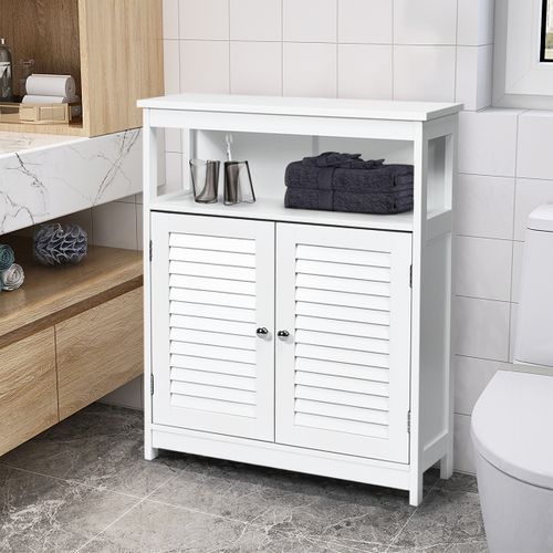 Meuble De Salle De Bain, Meuble De Rangement Pour Salle De Bain Meuble Sur Pieds En Bois Blanc
