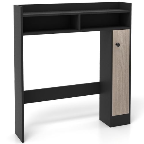 Meuble De Toilette Wc, Étagère De Toilette Avec 2 Compartiments Et 1 Porte Étagères Réglables Noir