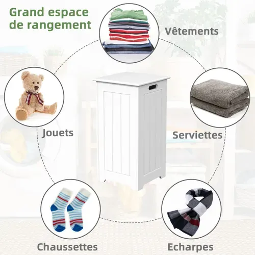 Panier à Linge Avec Couvercle 34 L Corbeille à Linge Rectangulaire Style Contemporain