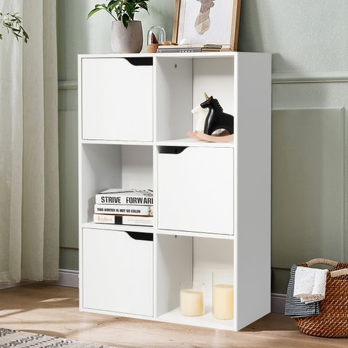 Bibliothèque avec 6 Cubes WOLTU, 90x30x90cm, Étagère d'Escalier, Meuble de Rangement à Cubes