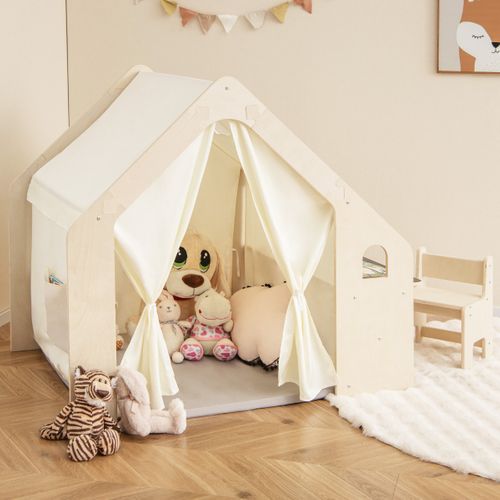 Tente De Jeu - Tente Pour Enfants Intérieure 6 En 1 En Bois Tableau Noir Table De Bureau