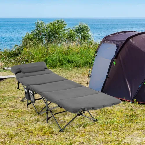 Lit De Camping Pliable 65 X 185 Cm Avec Matelas Et Oreiller Amovibles Lit D'appoint Pour Camping