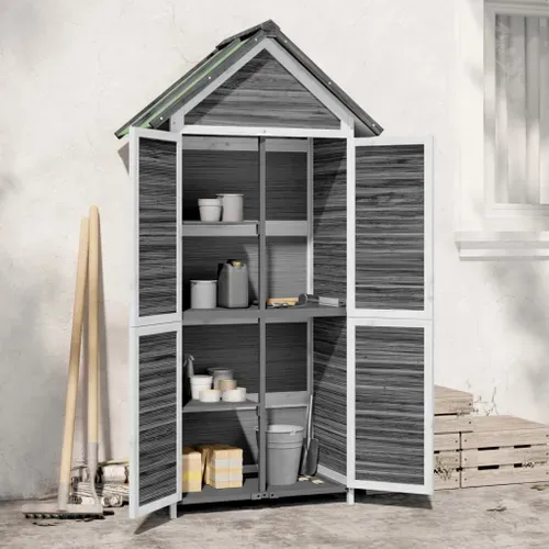 Abri à Outils - Cabane à Outils - Abri De Jardin Pour Outils Gris 89x52,5x175 Cm Bois Massif Pin