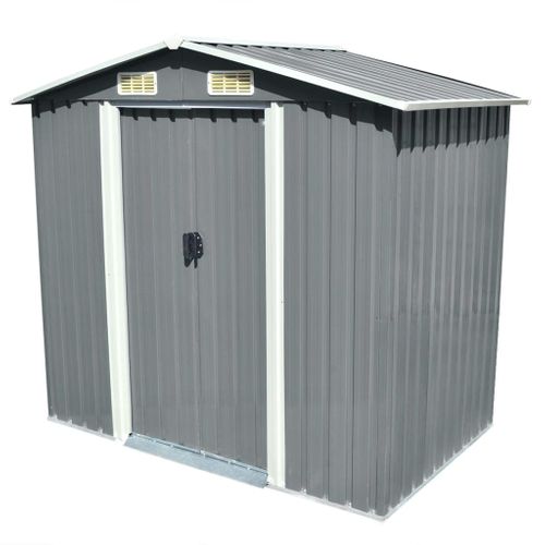Abri De Jardin - Cabane De Jardin - Abri De Stockage Pour Jardin Métal Gris 204 X 132 X 186 Cm