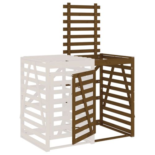 Abris Pour Poubelle - Abri à Poubelles - Cache Poubelle Sur Roulettes Brun Miel Bois Pin