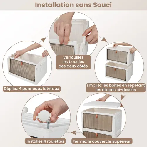 Meuble à Chaussures, Armoire à Chaussures Pliable 4 Niveaux Portes Transparentes Magnétiques