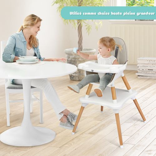 Chaise Haute Bébé 4 En 1 Plateau Réglable En 4 Etapes Pour Bébé 6 Mois-3 Ans Charge 15kg Gris