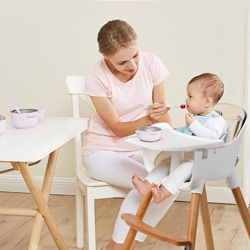 Chaise Haute Bébé Convertible 2 En 1 De 6 Mois à 3 Ans Capacité 15 Kg Hauteur Réglable