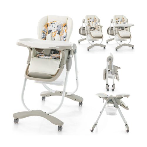 Chaise Haute Pliante Pour Bébés Multifonctionnelle Avec Roulettes Hauteur Réglable Repose-pieds