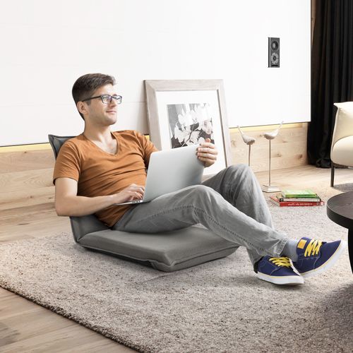 Coussin De Sol Pliable Canapé-lit Tatami Inclinable En 6 Position 44 X 54,5 X 53,5 Cm Gris
