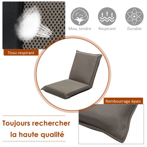 Coussin De Sol Pliable Canapé-lit Tatami Inclinable En 6 Position 44 X 54,5 X 53,5 Cm Gris