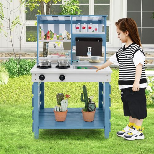 Cuisine De Jeu 2 En 1 En Bois Avec Cuisinières Evier Réservoir à Eau Robinet