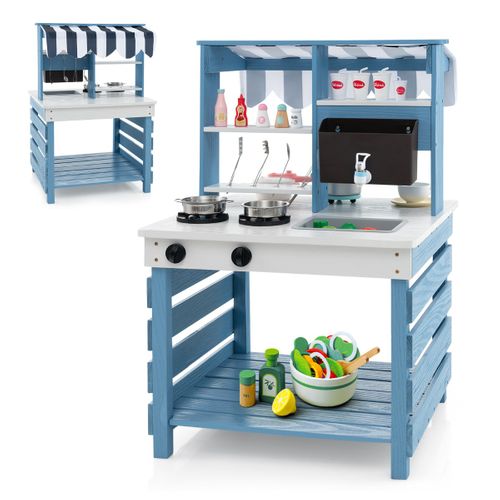 Cuisine De Jeu 2 En 1 En Bois Avec Cuisinières Evier Réservoir à Eau Robinet