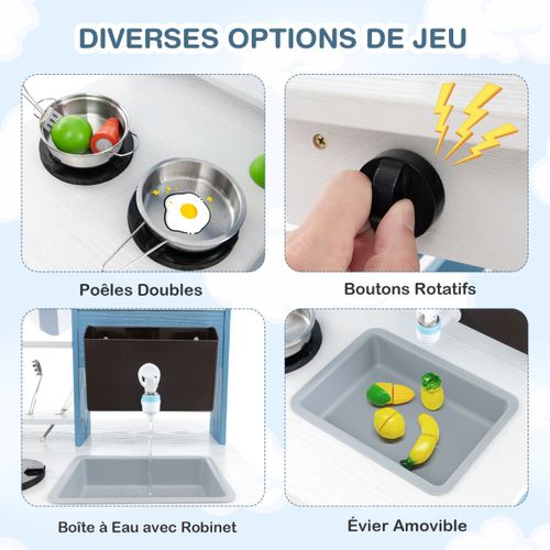 Cuisine De Jeu 2 En 1 En Bois Avec Cuisinières Evier Réservoir à Eau Robinet