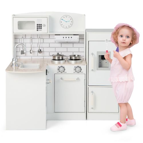 Cuisine Pour Enfants D' Angle Réfrigérateur Cuisinière De Jeu En Bois Avec Distributeur D'eau