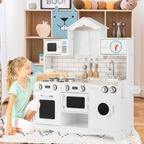 Cuisine Pour Enfants En Bois 3 Ans+ Cuisiniere Enfants Avec Lumière Et Effet Sonore Machine à Lave