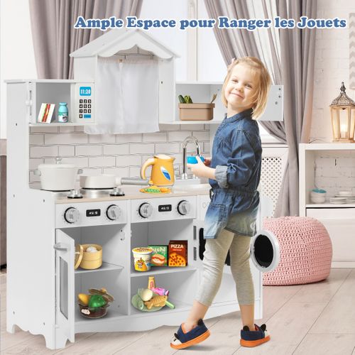 Cuisine Pour Enfants En Bois 3 Ans+ Cuisiniere Enfants Avec Lumière Et Effet Sonore Machine à Lave