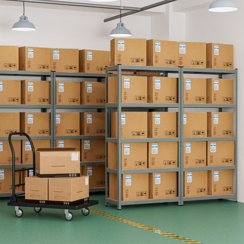 Étagère De Rangement 90x40x180cm Avec 5 Tablettes Chaque Charge 175kg En Métal Et Bois Gris