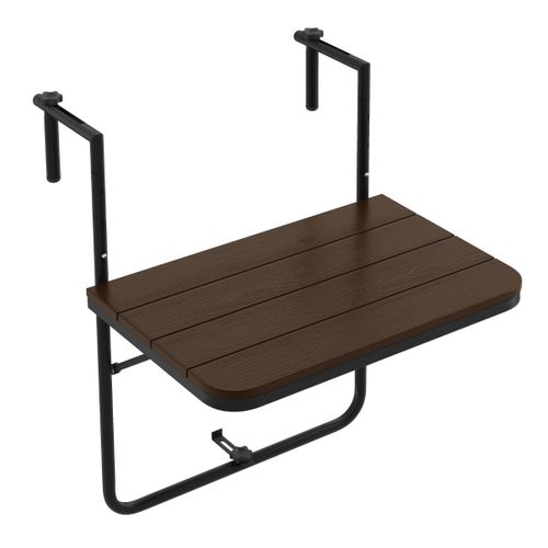 Table de balcon suspendue - TOP&5734 - Blanc - Design en rotin - Réglable en hauteur