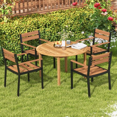 Table De Salle à Manger Extérieure Ronde En Bois D'Acacia Grande Table A Manger Pour 4 Personnes Table De Bistrot De Patio Maison Chic 85131302