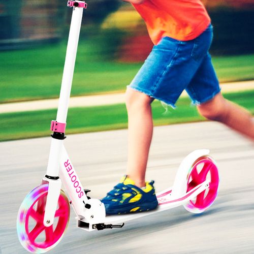 Trottinette Enfant Pliable, Tapis De Saut Avec 2 Roues Clignotantesetguidon Réglable