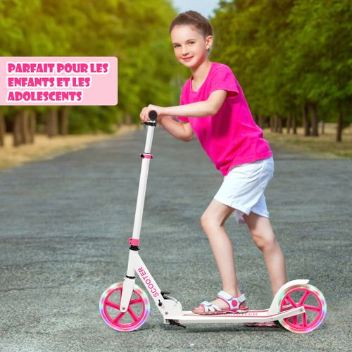 Trottinette Enfant Pliable, Tapis De Saut Avec 2 Roues Clignotantesetguidon Réglable