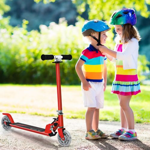 Trottinette Enfant, Tapis De Saut 2 Roues Patinette Enfant Pliable Scooter Enfant Kick Rouge