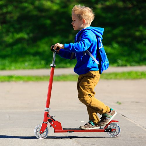 Trottinette Enfant, Tapis De Saut 2 Roues Patinette Enfant Pliable Scooter Enfant Kick Rouge