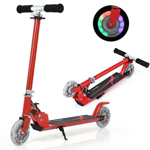 Trottinette Enfant, Tapis De Saut 2 Roues Patinette Enfant Pliable Scooter Enfant Kick Rouge