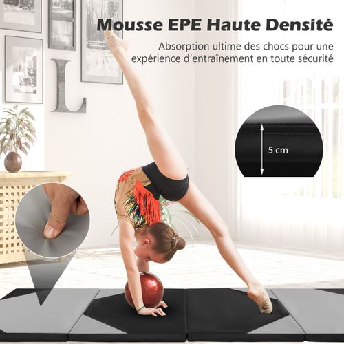 Tapis De Sol Gymnastique Caoutchouc 15mm - 1m X 1m - Noir - Antidérapant