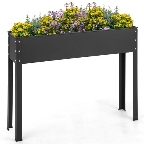 Jardinière Rectangulaire Anthracite Avec Pieds - 37x17 Cm, 6L, Plastique Résistant Pour Intérieur/extérieur