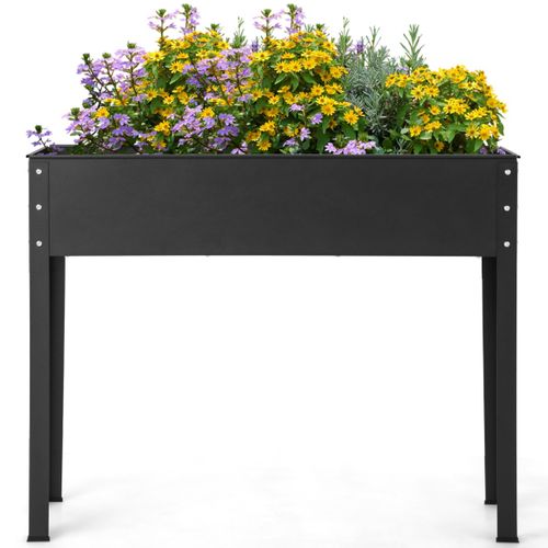 Jardinière Rectangulaire Avec Pieds - Anthracite, Plastique Robuste 37x17 Cm, 6L - Pour Intérieur Et Extérieur, Résistante Aux UV
