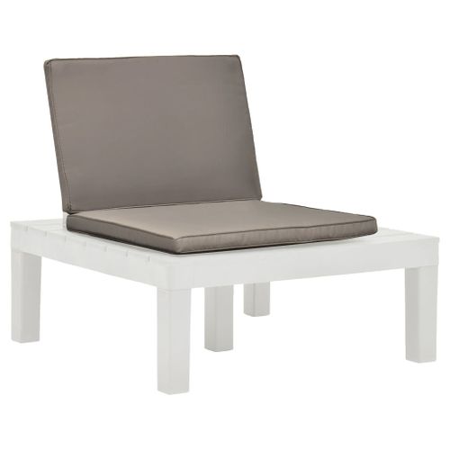 Chaise De Jardin - Fauteuil D'extérieur Avec Coussin Plastique Blanc A34
