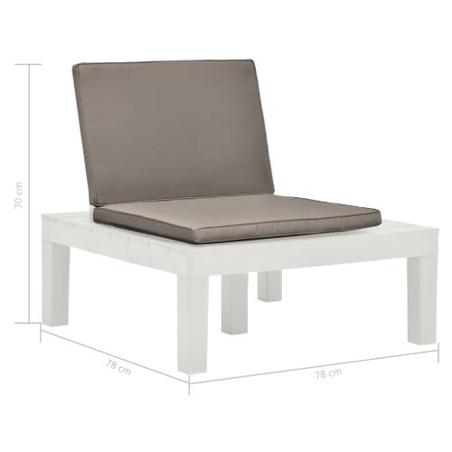 Chaise De Jardin - Fauteuil D'extérieur Avec Coussin Plastique Blanc A34