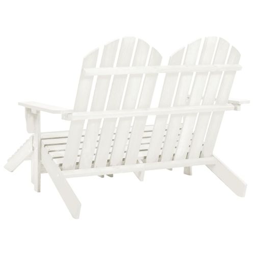 Chaise De Jardin - Fauteuil D'extérieur Adirondack 2 Places Et Repose-pied Sapin Blanc A56