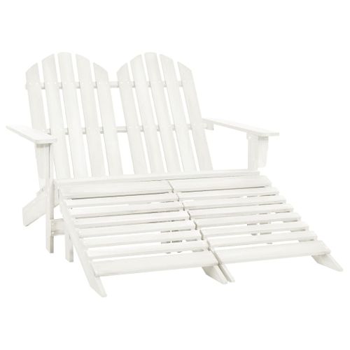 Chaise De Jardin - Fauteuil D'extérieur Adirondack 2 Places Et Repose-pied Sapin Blanc A56