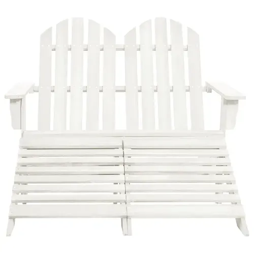 Chaise De Jardin - Fauteuil D'extérieur Adirondack 2 Places Et Repose-pied Sapin Blanc A56
