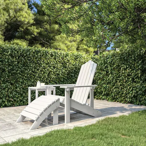Chaise De Jardin - Fauteuil D'extérieur Adirondack Avec Repose-pied Pehd Blanc A69